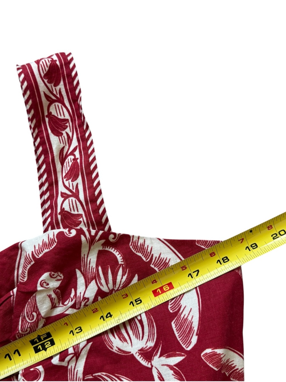 FARM Rio Guanacaste Red Gathering Romper L NWT Linen Floral Belted Jumpsuit $198 - Picture 7 of 16